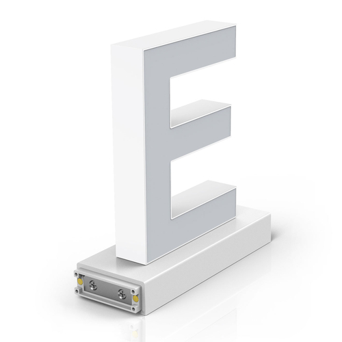 Litera LED, ( E ) mare, decorativa, 3D, luminoasa, seria magnetic baza, 120mm, 6500K, abcMIX, L1268