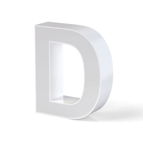 Litera LED, ( D ) mare, volumetrica, decorativa, 3D, luminoasa, seria pentru perete, 200mm, 6500K, abcMIX, L3556