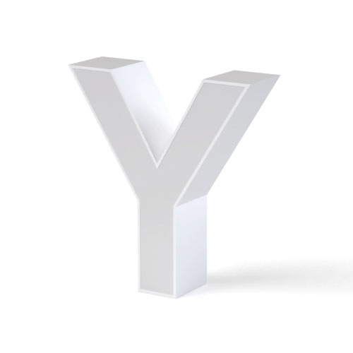 Litera LED, ( Y ) mare, volumetrica, decorativa, 3D, luminoasa, seria pentru perete, 500mm, 6500K, abcMIX, L3641