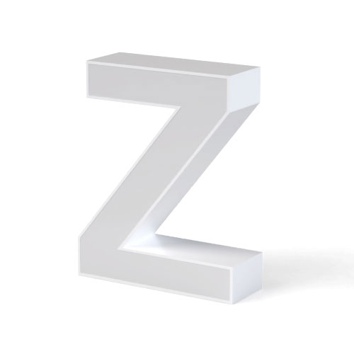 Litera LED, ( Z ) mare, volumetrica, decorativa, 3D, luminoasa, seria pentru perete, 500mm, 6500K, abcMIX, L3642