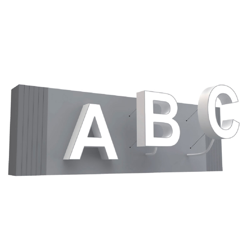 Simbol LED, sageata dreapta ( → ), volumetric, decorativ, 3D, luminos, seria pentru perete, 200mm, 6500K, IP65, abcMIX, S3517