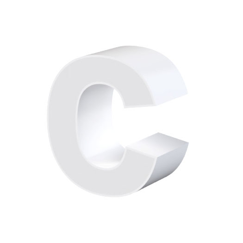Litera LED, ( c ) mic, volumetrica, decorativa, 3D, luminoasa, seria pentru perete, 100mm, 6500K, abcMIX, L3461