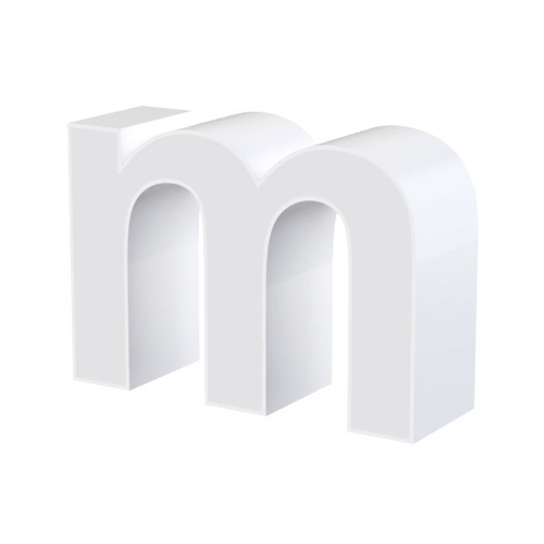 Litera LED, ( m ) mic, volumetrica, decorativa, 3D, luminoasa, seria pentru perete, 100mm, 6500K, abcMIX, L3479