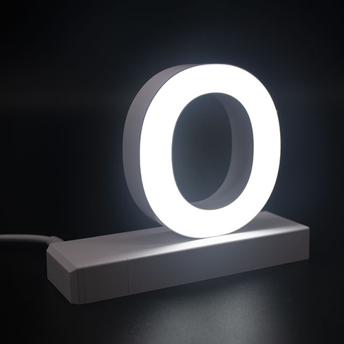 Litera LED, ( O ) mare, decorativa, 3D, luminoasa, seria magnetic baza, 95mm, 6500K, abcMIX, L1248