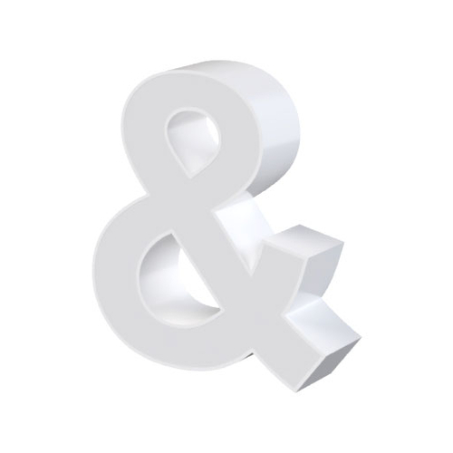 Simbol LED, ( & ), volumetric, decorativ, 3D, luminos, seria pentru perete, 200mm, 6500K, IP65, abcMIX, S3503