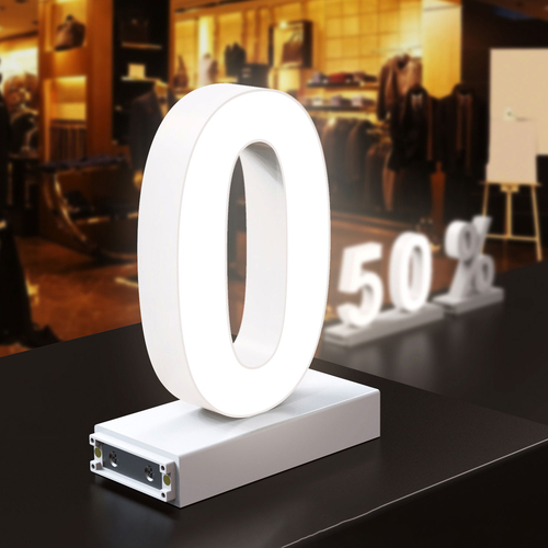 Cifra LED, ( 0 ), decorativa, 3D, luminoasa, seria magnetic baza, 95mm, 6500K, abcMIX, C1234