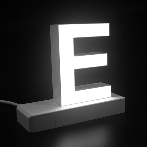 Litera LED, ( E ) mare, decorativa, 3D, luminoasa, seria magnetic baza, 170mm, 6500K, abcMIX, L1315
