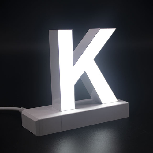 Litera LED, ( K ) mare, decorativa, 3D, luminoasa, seria magnetic baza, 220mm, 6500K, abcMIX, L1372