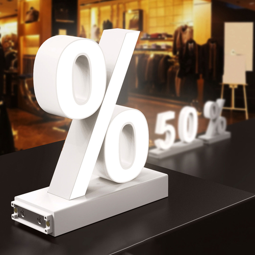 Simbol LED, ( % ), decorativ, 3D, luminos, seria magnetic baza, 170mm, 6500K, abcMIX, S1268