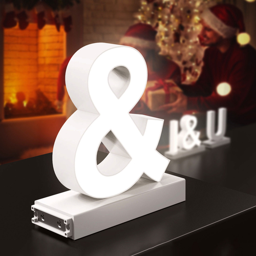 Simbol LED, ( & ), decorativ, 3D, luminos, seria magnetic baza, 220mm, 6500K, abcMIX, S1284