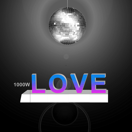 Decoratiune luminoasa seria magnetic video P3 evenimente LOVE, 1996x680mm, RGB, abcMIX, K1310