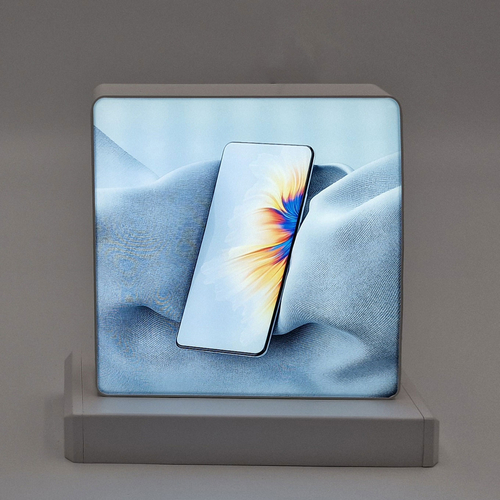Lampa de veghe reincarcabila, obiect decorativ LED luminos seria magnetic baza smartphone patrat, 135x140mm, 6500K, abcMIX, K1389