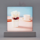 Lampa de veghe reincarcabila, obiect decorativ LED luminos seria magnetic baza ceasca de cafea patrat, 135x140mm, 6500K, abcMIX, K1341
